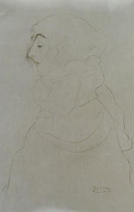 横顔の女」 1904-06年頃 鉛筆・紙（モノクロ写真 作： Gustav Klimt