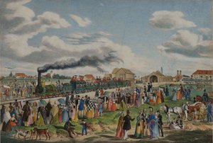 1839 年 9 月 1 日のミュンヘン - アウグスブルク鉄道の開通。 作： Gustav Kraus