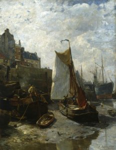 アントワープの港の干潮時 作： Gustav Schönleber