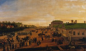 クラスノエセローで軍事パレードから戻ったニコラス皇帝、1848年 作： Gustav Schwarz