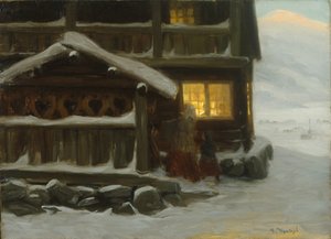 クリスマスのゲスト（キャンバスに油彩） 作： Gustav Wentzel