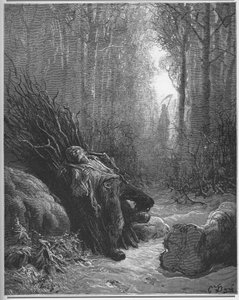 La Mort et le bucheron - 死と木こり - Jean de La Fontaine (Lafontaine) (1621-95)の「寓話」より - Gustave Dore (1832-83)の後のエングレーヴィング - 個人蔵