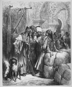 Le Bassa (pasha) et le Marchand - Jean de La Fontaine (Lafontaine) (1621-95)の「寓話」より - Gustave Dore (1832-83)によるエングレーヴィング - 個人蔵 作： Gustave (after) Dore