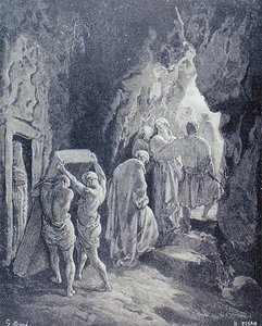 ヘリオドール・ジョセフ・ピザン（1822-90）が1868年頃に彫った「サラの埋葬」（エングレーヴィング）