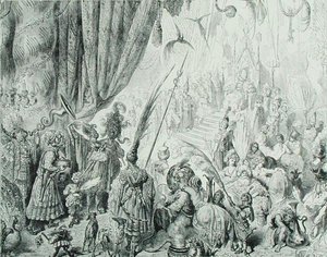 セレンディブ王の宮廷、1868年頃（彫刻） 作： Gustave (after) Dore