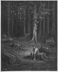 la foret et le bucheron - 森と木こり - Jean de La Fontaine (Lafontaine) (1621-95) の「寓話」より - Gustave Dore (1832-83) の後のエングレービング - 個人蔵