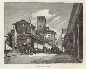 フィレンツェのヴェッキオ橋 作： Gustave Bauernfeind