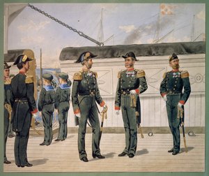 制服を着たデンマーク海軍の将校。 グスタフ・ブロックの水彩画