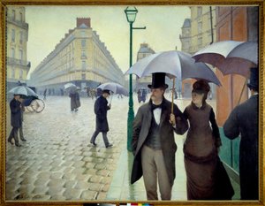 1877年、雨のパリの通り