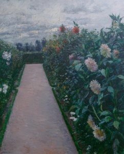 庭園の小道とダリアのベッド、プチジェヌヴィリエ 作： Gustave Caillebotte