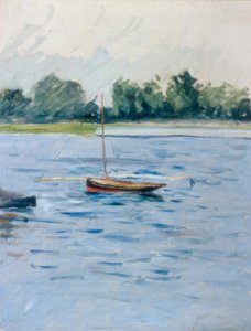 セーヌ川のアンカーでボート 作： Gustave Caillebotte