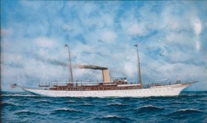 セーヌ川のアンカーでボート 作： Gustave Caillebotte