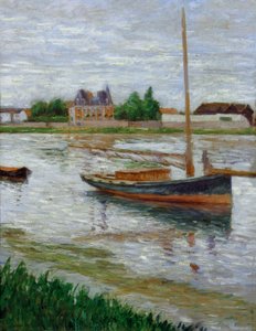 アルジャントゥイユのセーヌ川のアンカーでボート 作： Gustave Caillebotte