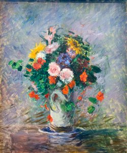 花瓶に入った中国のアスター、キンレンカ、ヒマワリの花束、c. 1887年（キャンバスに油彩） 作： Gustave Caillebotte