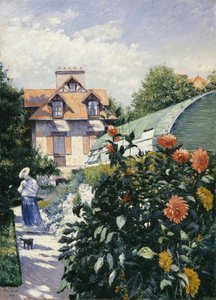 ダリア、プチ・ジャンヌヴィリエの庭 - Gustave Caillebotte (1848-1894).油彩・キャンバス