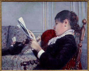 インテリア、リーダー 絵画：ギュスターヴ・カイユボット（1848-1894） 1880年 日0.75x0.6 m 個人蔵 作： Gustave Caillebotte