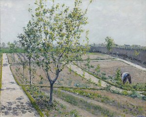 台所の庭、プチ・ジャンヌヴィリエ -ギュスターヴ・カイユボット（1848-1894）。油彩・キャンバス 作： Gustave Caillebotte