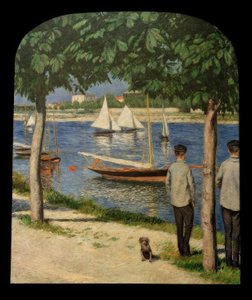 プチジェヌヴィリエの銀行とセーヌ川 作： Gustave Caillebotte