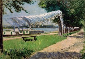 セーヌ川、プチジェヌヴィリエによる洗濯乾燥 作： Gustave Caillebotte