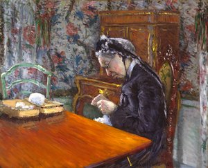 マドモアゼルボワシエールニット、1877年 作： Gustave Caillebotte