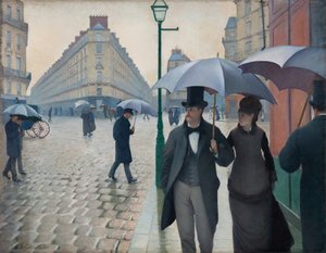 パリの通り、雨の日、1877 年。