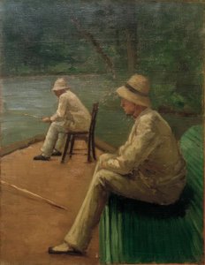 イエール川のほとりの漁師 作： Gustave Caillebotte