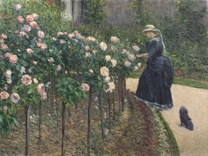 バラ、プチ・ジャンヌヴィリエの庭 - Gustave Caillebotte (1848-1894).油彩・キャンバス 作： Gustave Caillebotte