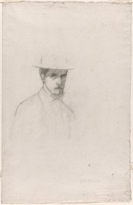 帽子をかぶった自画像 作： Gustave Caillebotte