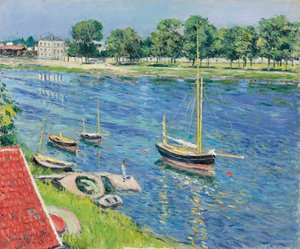 アルジャントゥイユのセーヌ川、アンカーのボート。アルジャントゥイユのセーヌ川、アンカーのボート、1883年 作： Gustave Caillebotte