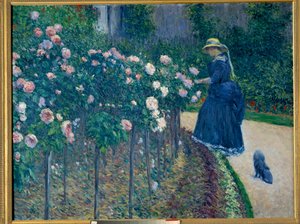 薔薇の花。小さなGennevilliersの庭。ギュスターヴ・カイユボット（1848-1894）の絵画