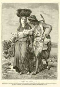 畑仕事を終えて家に帰る古代ローマの農民たち（彫刻 作： Gustave Clarence Rodolphe Boulanger