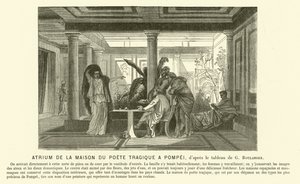 古代ローマ、ポンペイ「悲劇の詩人の家」のアトリウム（彫刻 作： Gustave Clarence Rodolphe Boulanger