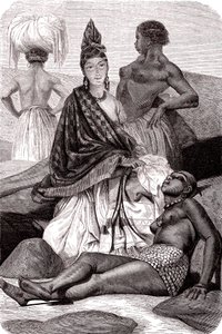 セネガル、ゴレ島の混血フランス系アフリカ人女性、シグナール。1861年（エングレーヴィング） 作： Gustave Clarence Rodolphe Boulanger