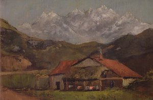 山の小屋 作： Gustave Courbet