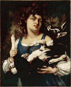 子供の田舎の少女ギュスターヴ・クールベの絵 作： Gustave Courbet