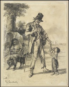 1868年、オーナンの乞食の施し 作： Gustave Courbet