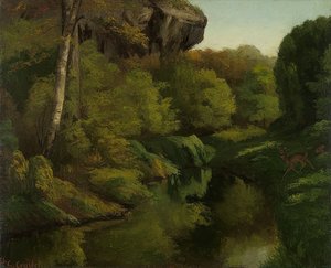 フォンテーヌブローの森の眺め。 1855 作： Gustave Courbet
