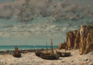 浜辺のボート、エトルタ、c。 18721875. 作： Gustave Courbet