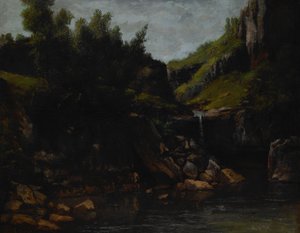岩だらけの風景の中のカスケード 作： ギュスターヴ・クールベ