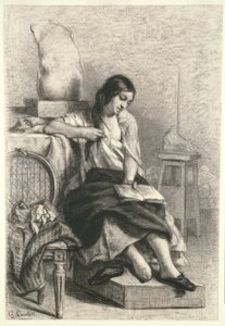 クールベ-アトリエで読書するモデル、1849年頃 作： ギュスターヴ・クールベ