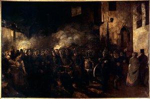 火事場を駆ける消防士たち 絵画 ギュスターヴ・クールベ（1819-1877） 1850年 Sun.3,88x5,8 m パリ、プチ・パレ美術館 作： Gustave Courbet