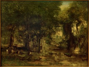 プレジールフォンテーヌ川への鹿の配達 作： Gustave Courbet