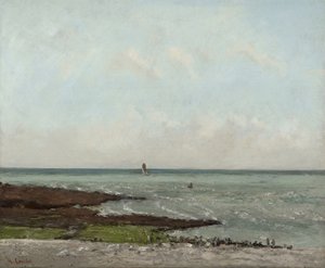 干潮時、エトルタ、1866年または1869年の洗濯場 作： Gustave Courbet