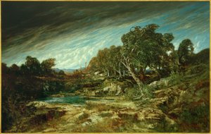 風の強風、フォンテーヌブローの森 作： Gustave Courbet