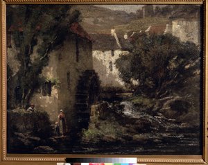 「水車小屋」 (水車小屋) ギュスターヴ・クールベ (1819-1877) の絵画 19 世紀 パシュキン美術館 作： Gustave Courbet