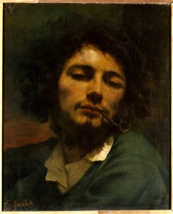 男はパイプを持っている」（h s/t 0.45 x 0.37）ギュスターヴ・クールベが1849年に描いた絵（1819-1877年）モンペリエ。ファーブル美術館。 作： Gustave Courbet