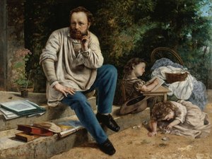 ピエール＝ジョゼフ・プルードン（1809～1865 年）とその子供たち、1865 年。 作： Gustave Courbet