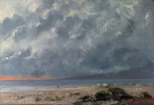 "Scene de plage" (Beach Scene) Peinture de Gustave Courbet (1819-1877) - 1874 - 油彩・キャンバス Dim 38x55,5 cm National Gallery, Londres 作： Gustave Courbet
