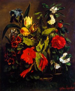 花の静物、1863。 作： Gustave Courbet