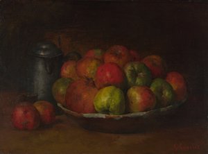 リンゴとザクロのある静物、1871-1872 作： Gustave Courbet